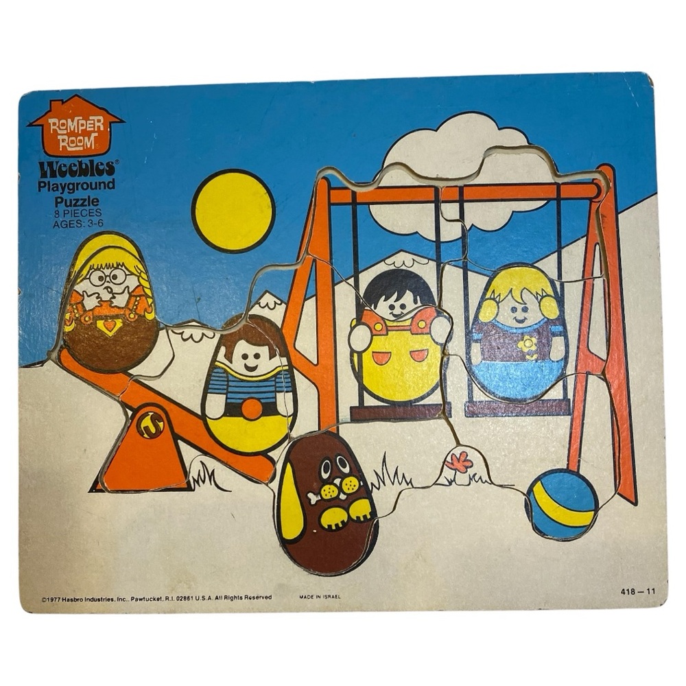 RARE Vintage Hasbro “Romper Room Weebles Playground “ Wooden Puzzle (418-11)
